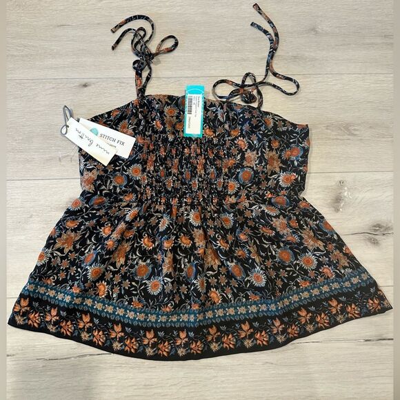 Nine Britton. Kipper Peplum‎ Tank Top. Size: XS. Orange and Brown. New With Tags - Picture 6 of 7